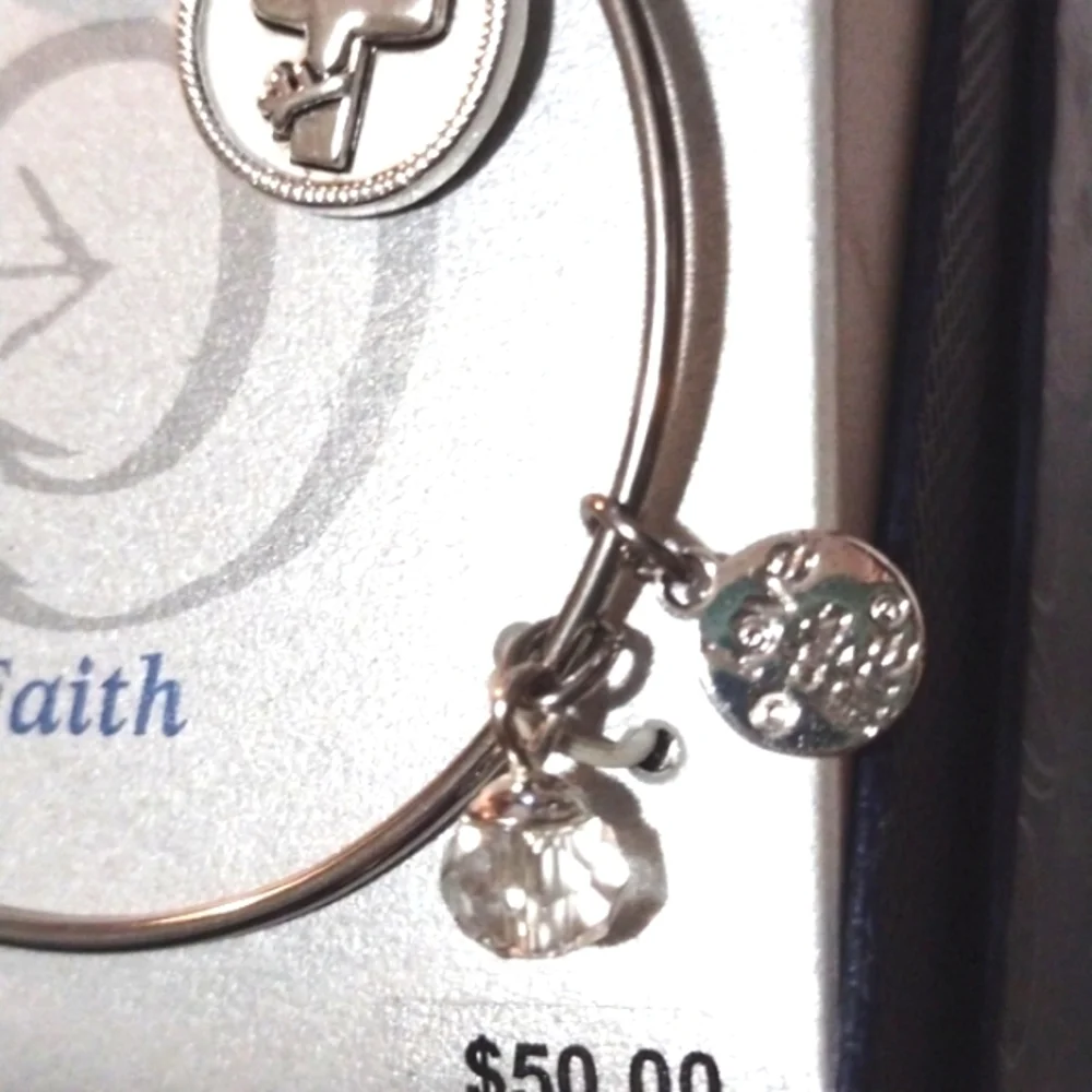 LOVE THIS LIFE FAITH STERLING SILVER EXPANDABLE BRACELET W/CHARMS-NWT - Picture 3 of 9